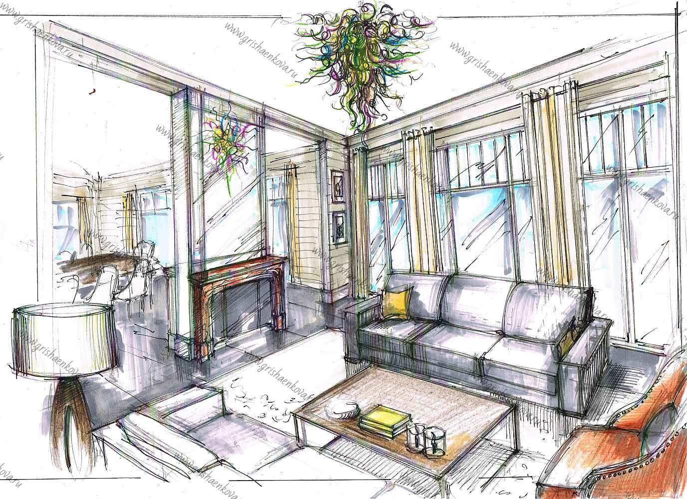 дизайн интерьера гостиной в загородном доме